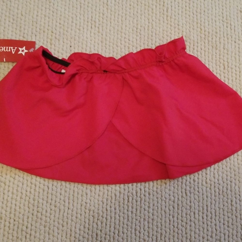 NWT American Girl Red Ruffled Swim Skirt Size 7